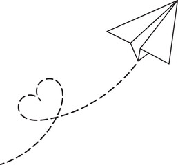 arrow paper rocket, paper plane with heart SVG vector illustration element icon heart shape 