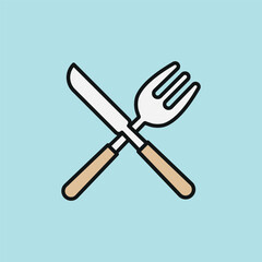 Fork and knife icon symbolizes dining, meal time, restaurant service, and elegant food experiences.