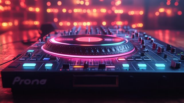 Prona DJ Mixer Console in Neon Lights