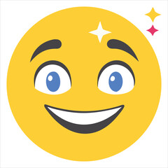 Fototapeta premium Stylized Beaming Face with Wide Smile and Joyful Eyes in Vibrant Colors and Detailed Vector Lines