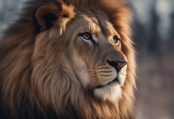 Fototapeta premium dark fire beautiful ice lion portrait zoology hunter head male carnivore white mammal brown beast warm attack cat majestic look leader black felino close africa creature pride african power natural