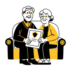 Elderly coverage illustration in hand drawn style 
