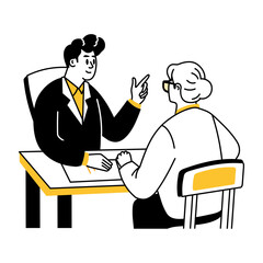 Insurance advisor illustration in hand drawn style 
