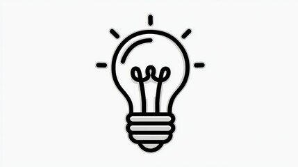Simple Line Art Lightbulb Illustration on White Background