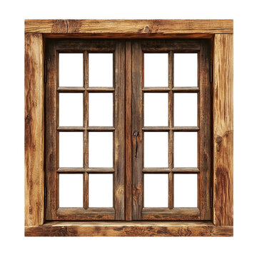 Fototapeta Rustic Wooden Window Pane Farmhouse Style Double Window