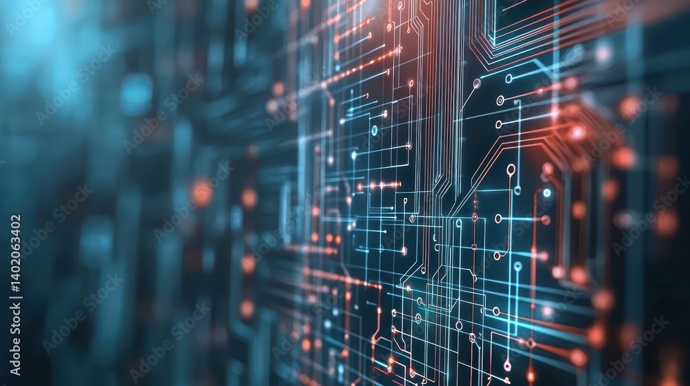 Poster intricate circuit board closeup, exploring the complex world of hardware and technology design