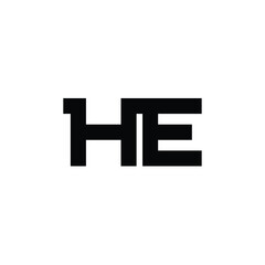 HE monogram logo design letter text name symbol monochrome logotype alphabet character simple logo
