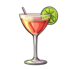 Refreshing summer cocktail in a martini glass garnished with lime a delightful drink