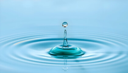 Water Drop Splashing On Blue Surface