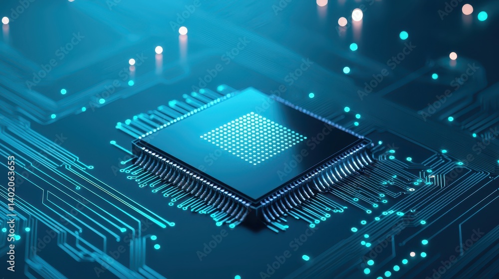 Aufkleber intricate closeup, cpu chip on circuit board a glimpse into modern computing power