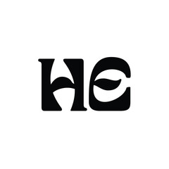 HE monogram logo design letter text name symbol monochrome logotype alphabet character simple logo
