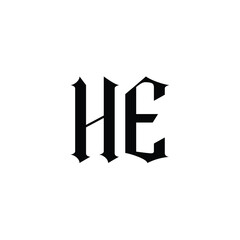 HE monogram logo design letter text name symbol monochrome logotype alphabet character simple logo