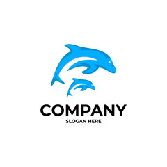 dolphin vector logo design illustration