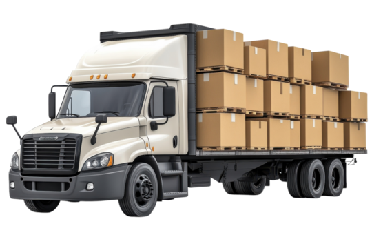 Freight truck loaded with cargo boxes ready for delivery efficient logistics transportation