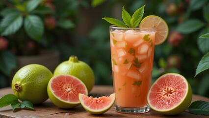 Fototapeta premium fresh fruit cocktail with fruits