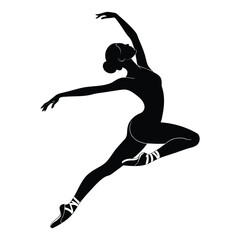 Ballet Dancer Line Drawing, Silhouette, Vector, Icon, Logo, White Background.