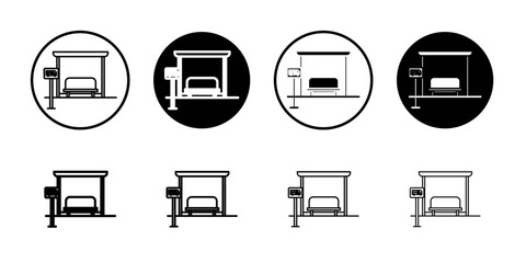 Bus stop stand icon Flat illustration sign