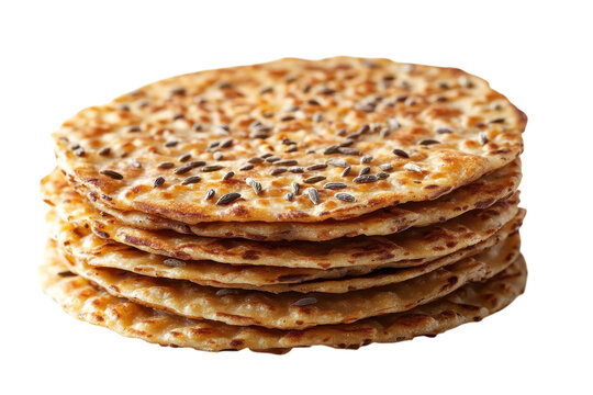 A tempting stack of golden brown parathas sprinkled with cumin seeds a delicious Indian flatbread