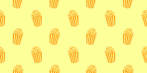Popcorn pattern for packaging snacks. Popcorn fluffy flakes pattern. Popcorn Background pattern. doodle popcorn. popcorn seamless pattern background.