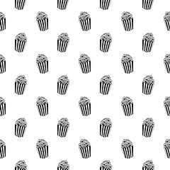 Popcorn pattern for packaging snacks. Popcorn fluffy flakes pattern. Popcorn Background pattern. doodle popcorn. popcorn seamless pattern background.