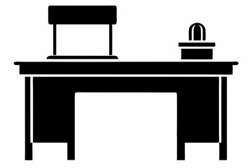Office Desk Silhouette Vector Illustration