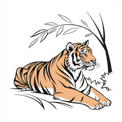 Obraz premium Tow color vector tiger image with white background.