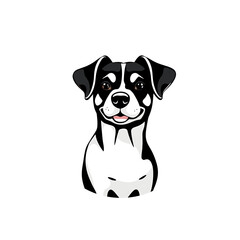 Stylized Dog Portrait: Black and White with Smiling Expression.