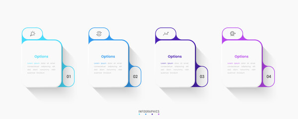 Vector Infographic label design template with icons and 4 options or steps. Can be used for process diagram, presentations, workflow layout, banner, flow chart, info graph.