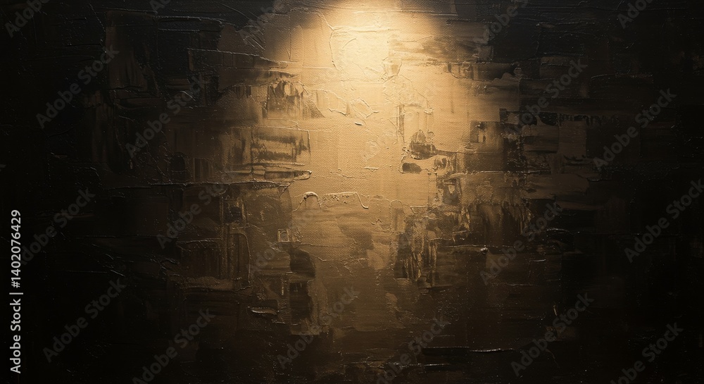 Poster illuminated textured wall - abstract of a textured wall illuminated by a single spotlight, creating 