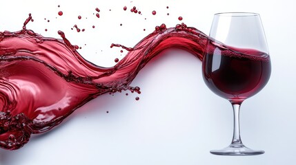 Red wine splash and glass