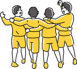 肩を組む四人の男性