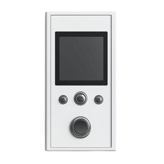 Modern white control panel with screen buttons on transparent background