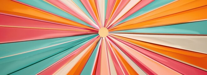 A vibrant radial pattern of colorful panels radiating from a central point.