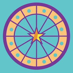 Obraz premium Astrological wheel illustration whit solid colour 