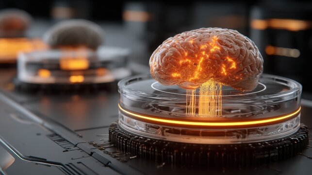 Brain on a computer representing the intersection of american and chinese artificial intelligence technology development