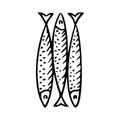 three sardines vector illustration