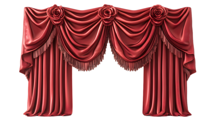 Luxurious Red Theater Curtain with Rose Accents