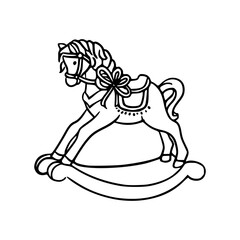outline rocking horse vector illustration