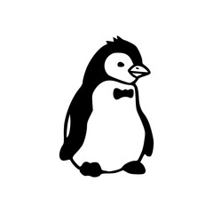 cute penguin with bow tie vector illustration