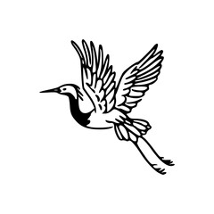 flying bird outline vector drawing
