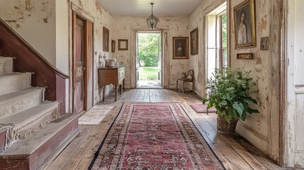 Fototapeta premium Antique Hallway Interior Design: Rustic Charm and Vintage Elegance