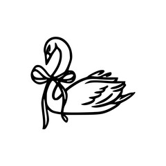 elegant swan and bow line art