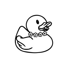 cute rubber duck with flower lei vector