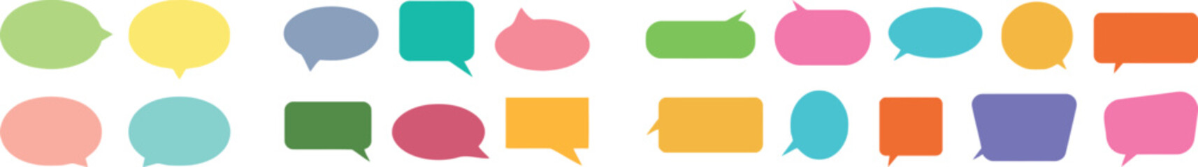 Speech Bubbles Balloon Icon Set &ndash; Blank Bubbles, Communication Symbol, Message Logo in Retro Colors &ndash; Cartoon Vector Illustration