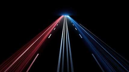 Highway with light streaks capturing the fast-paced movement of traffic flowing between usa and china