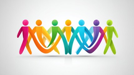 Diverse group solutions and creative concept. Diverse abstract human figures merging in harmonious colors