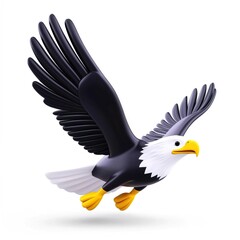 Fototapeta premium Detailed 3D Illustration of a Captivating Bald Eagle in Flight with Isolated Background