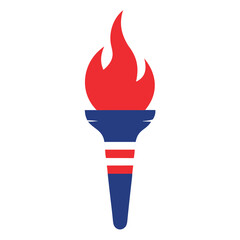 Flaming troche American flag theme on white background.  