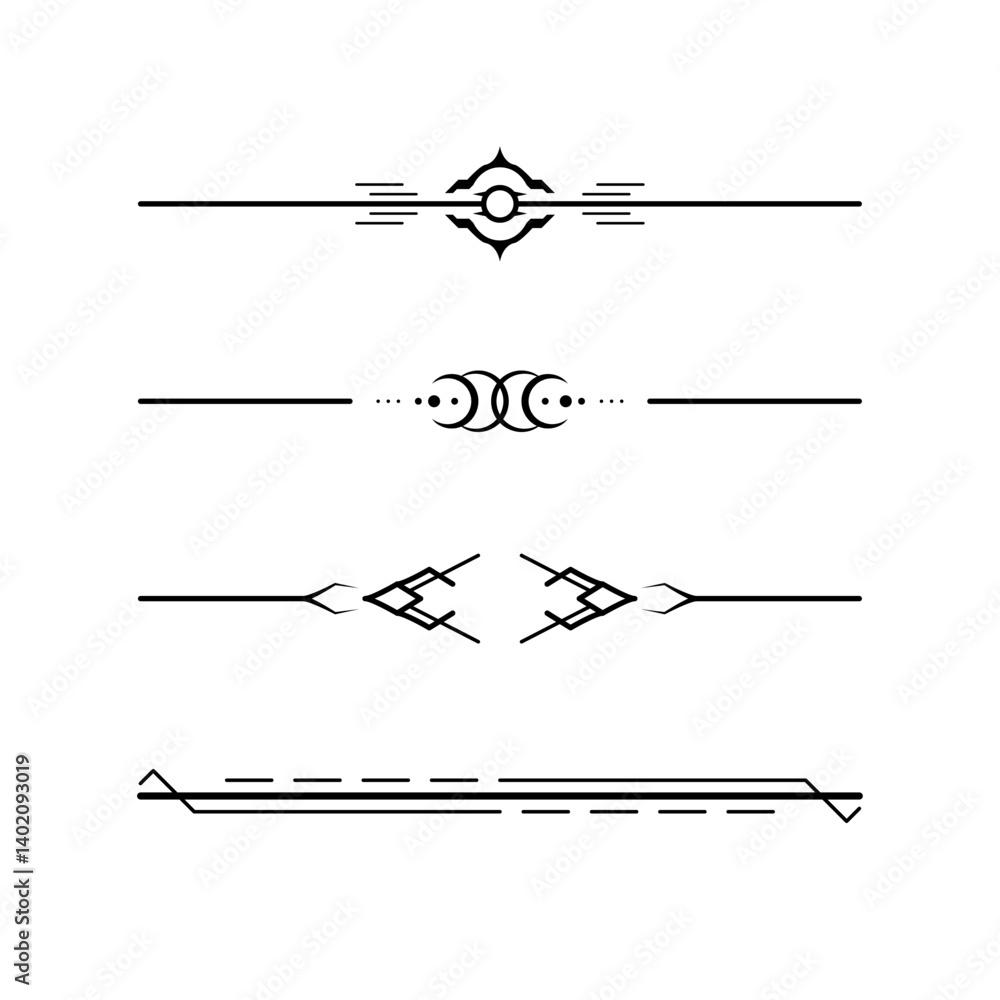 Poster set black simple line collection doodle border elements vector design style sketch isolated illustra