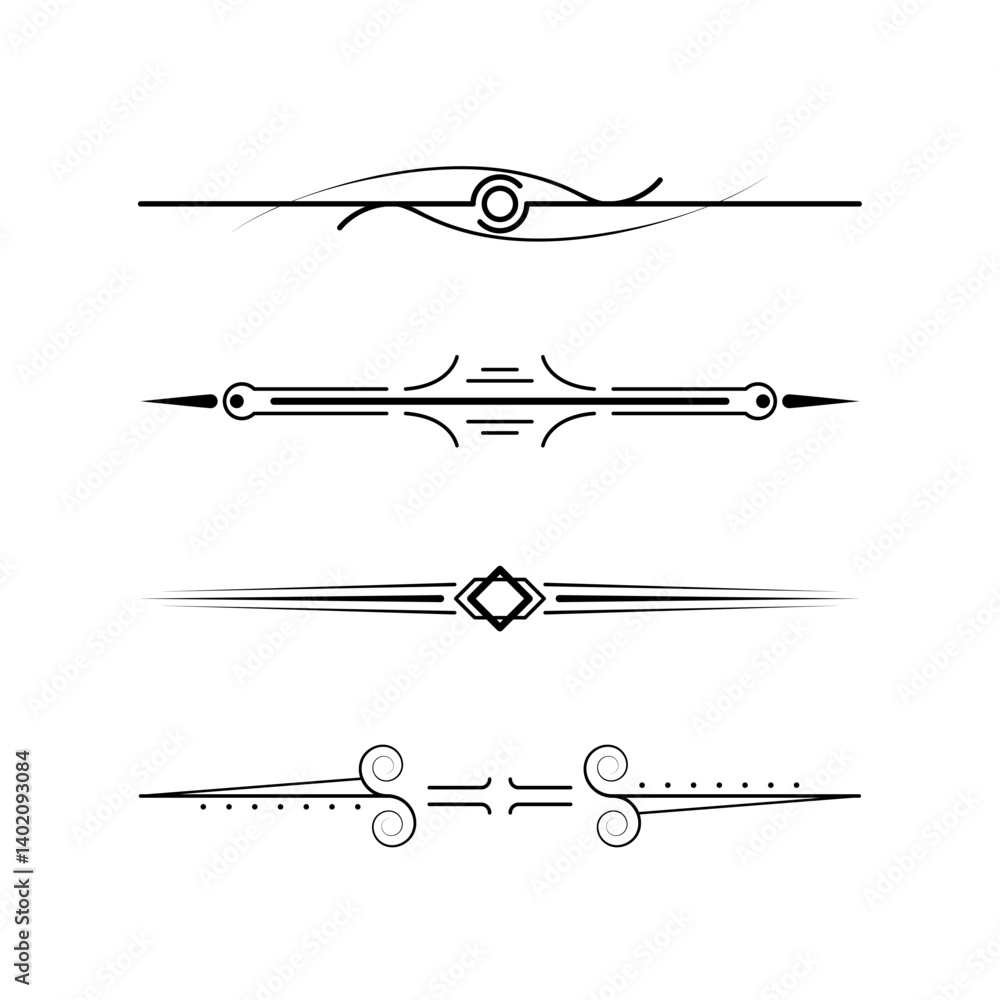 Poster set black simple line collection doodle border elements vector design style sketch isolated illustra